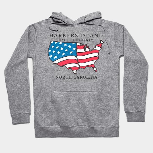 Harkers Island, NC Summer Patriotic Pride This Fourth Hoodie by Contentarama